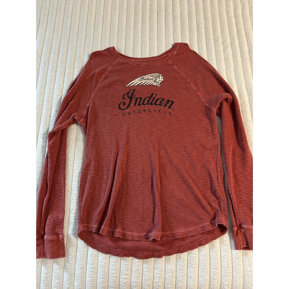 Lucky Brand Indian Motorcycle long sleeve Thermal Waffle Knit Womens XL red